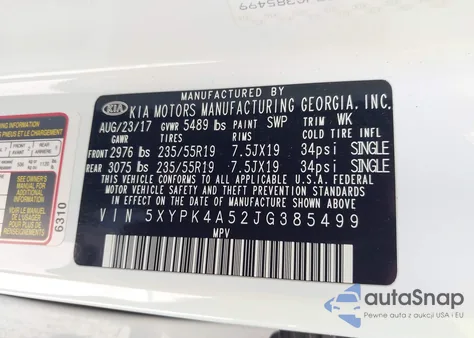 2018 Kia Sorento 3.3L Sx from USA, damaged, VIN 5XYPK4A52JG385499